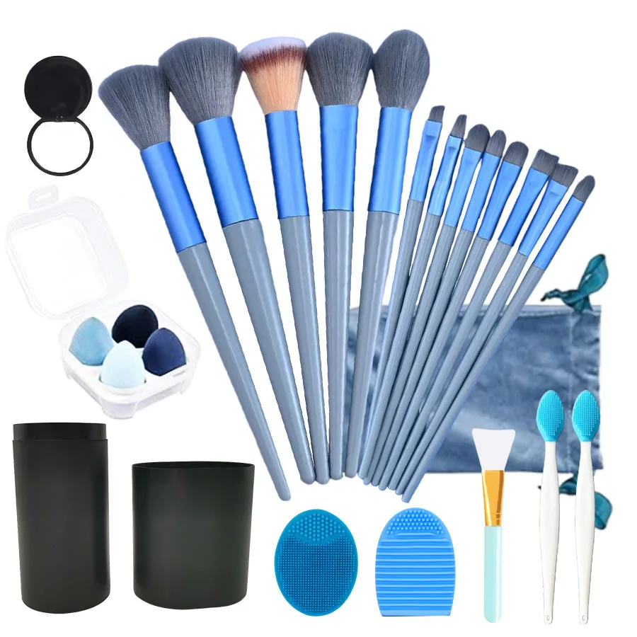 Kit 20 Pinceaux Maquillage Professionnel Poils Synthétiques Doux – Visage & Yeux