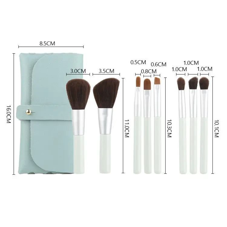 Kit 8 Pinceaux de Maquillage Professionnels avec Trousse en PU – Rose & Beige