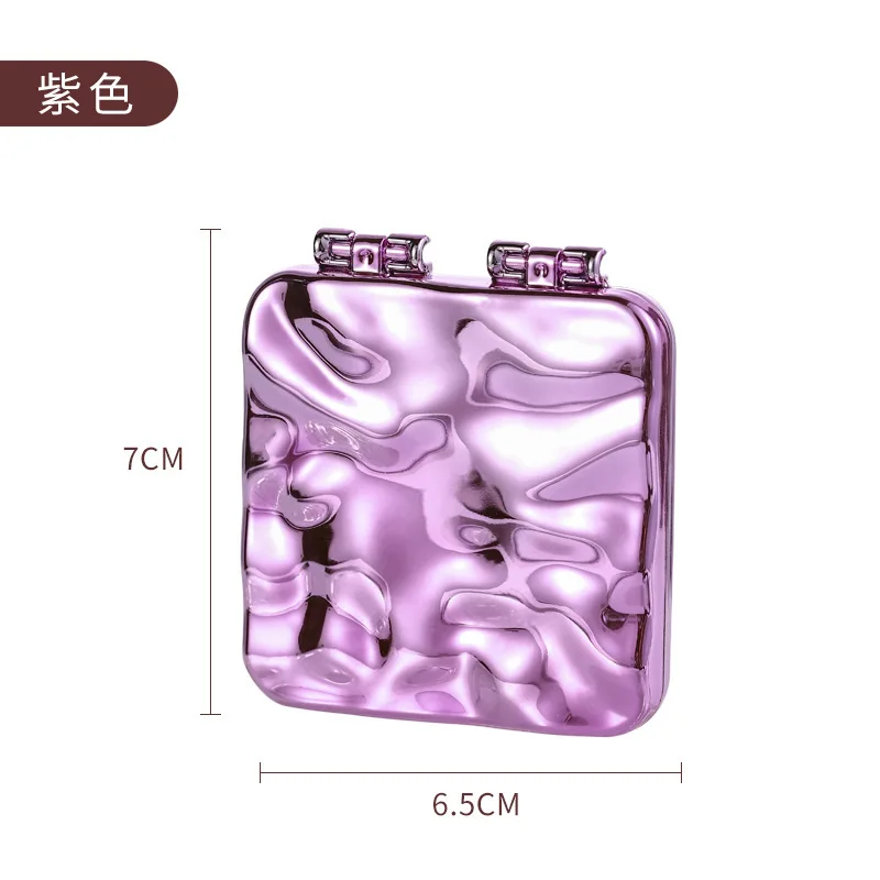 Miroir de poche double face pliable carré – Style luxe électroplaqué