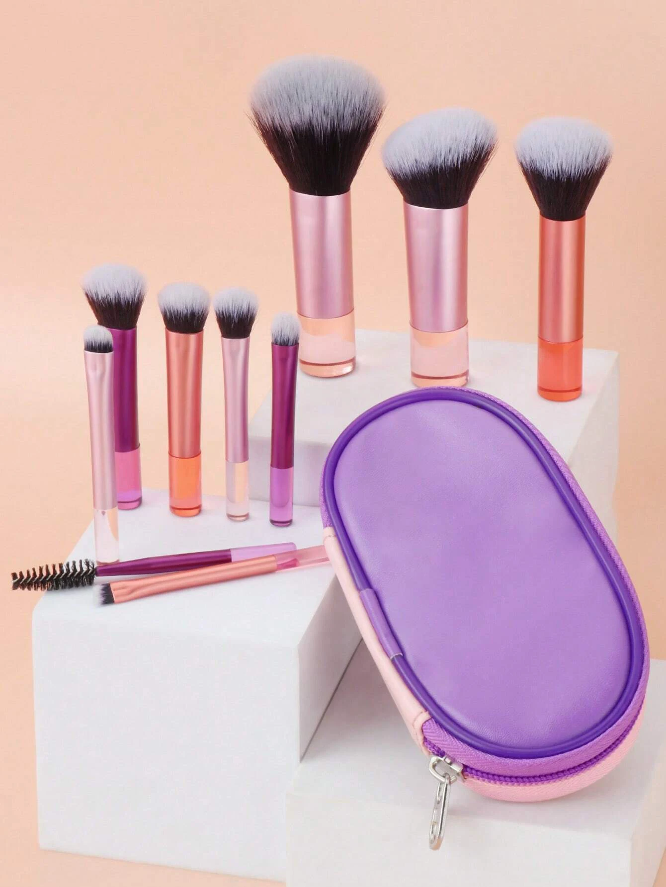 Set 10 Mini Pinceaux de Maquillage Portables - Idéal Voyage | Colorés