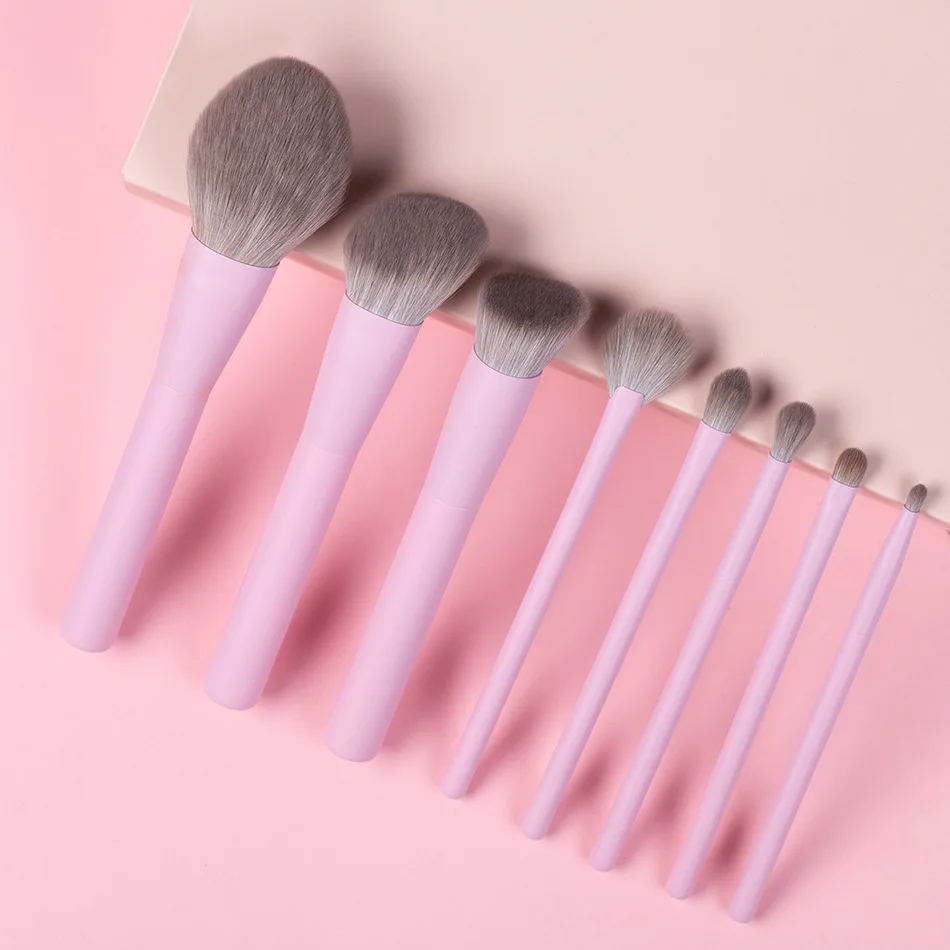 Set 8 Pinceaux Maquillage Professionnels Rose & Violet – Douceur Soyeuse | Cormay