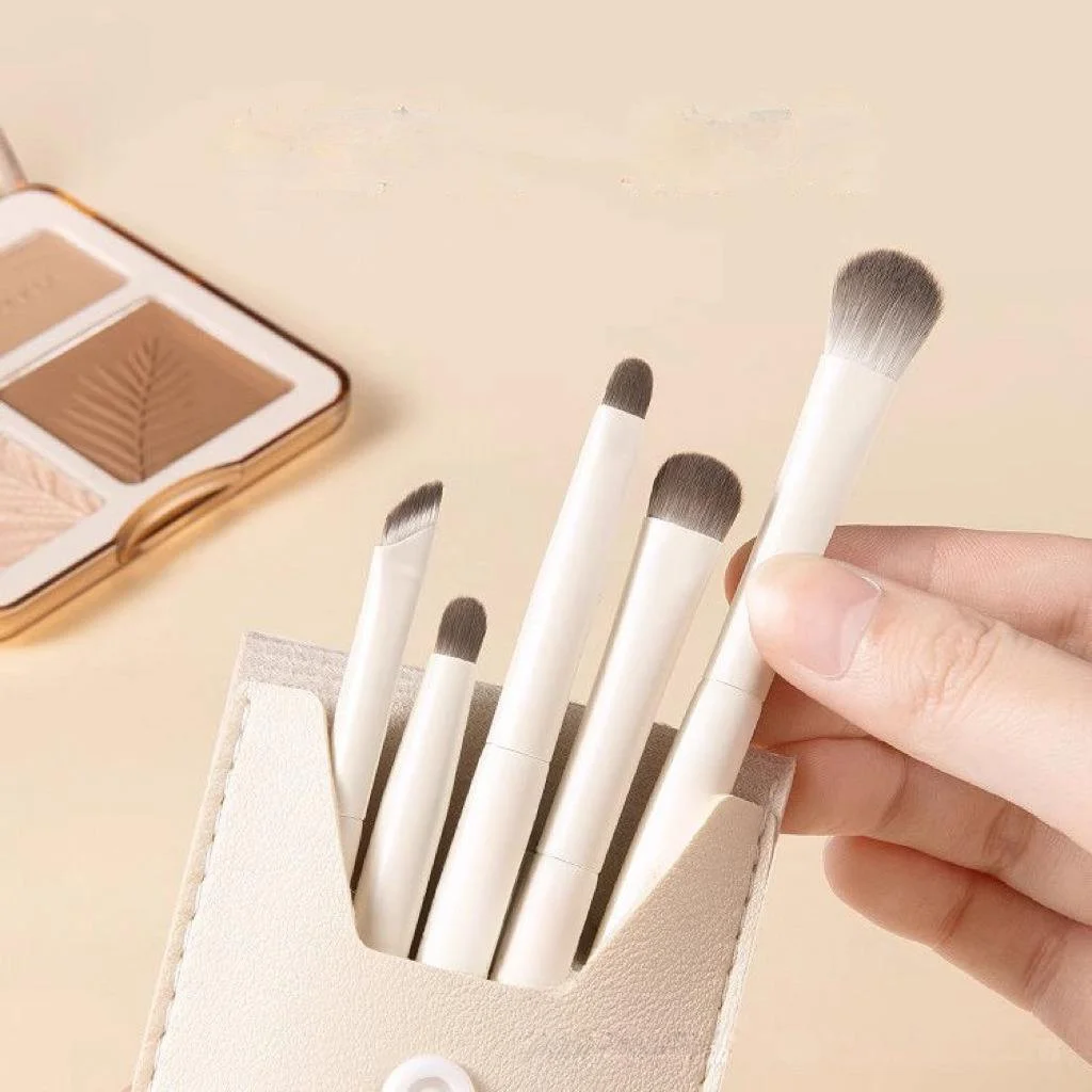 Set 6 Pinceaux Maquillage Professionnels Violet avec Sac – Poils Souples Fibre Synthétique