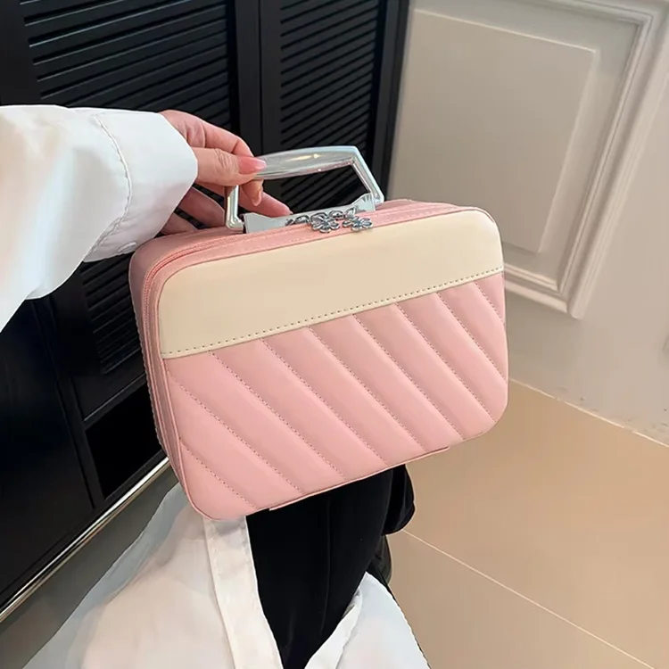Trousse de Maquillage Grande Capacité Motif Bonbons – Sac Cosmétique PU Zippé
