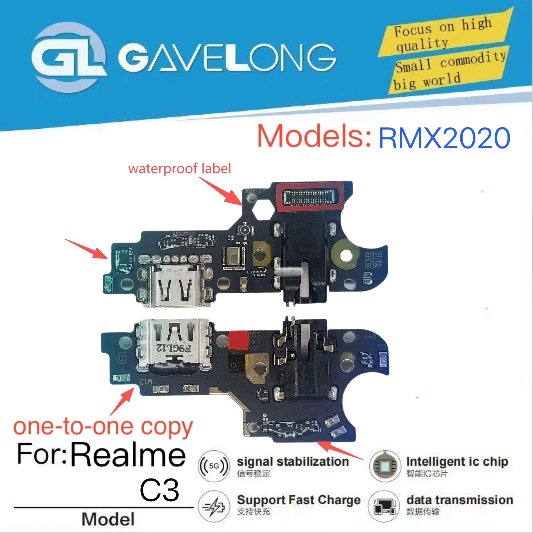 Port de charge Realme C71 RMX5303 – Pièce de remplacement originale GAVELONG