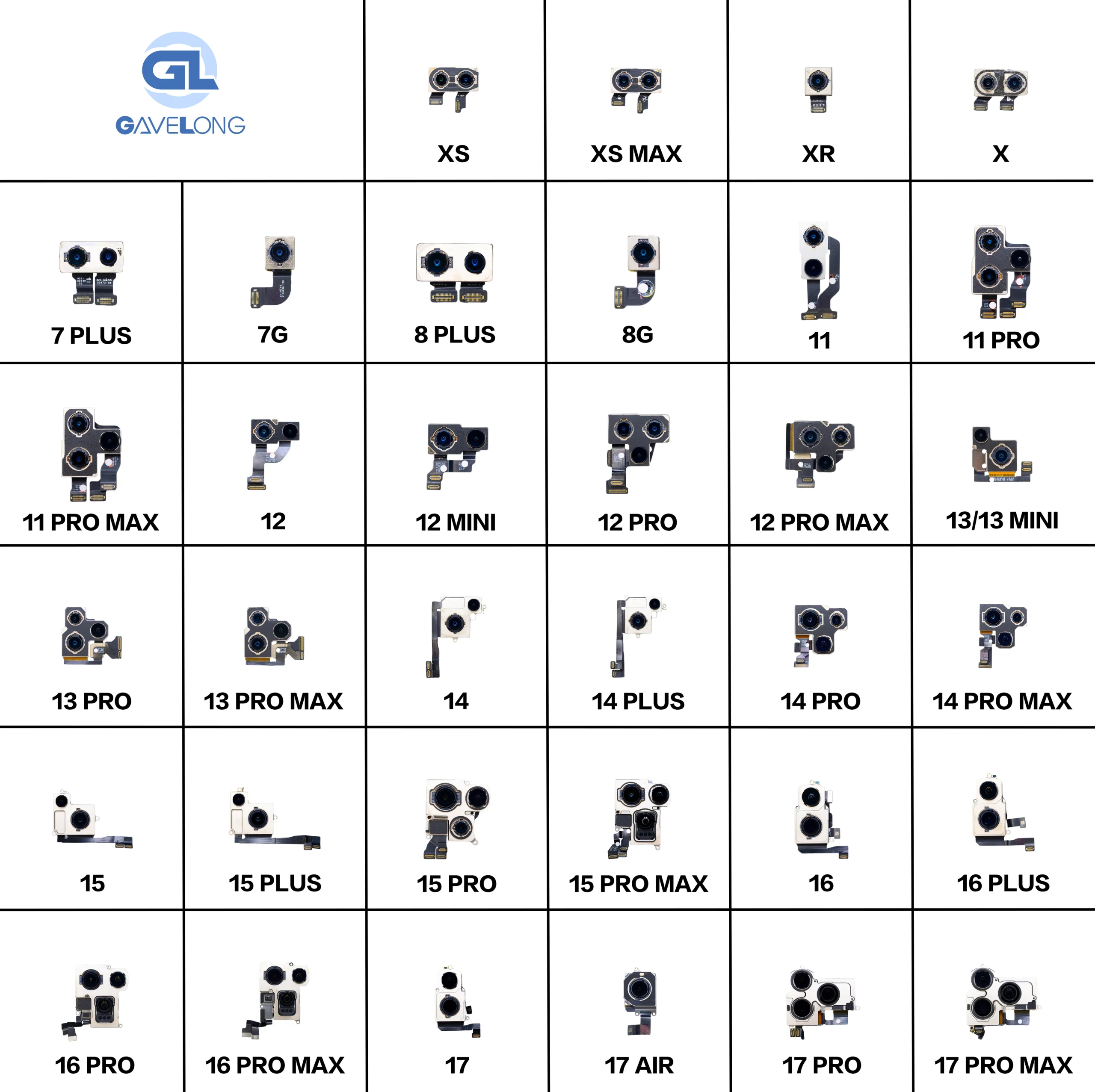 Accessoires pour téléphones portables compatibles avec les iPhone 7, 7 Plus, 8, 8 Plus, 12, 11, Xs, Xr et X : Câbles flexibles de carte mère, Caméras