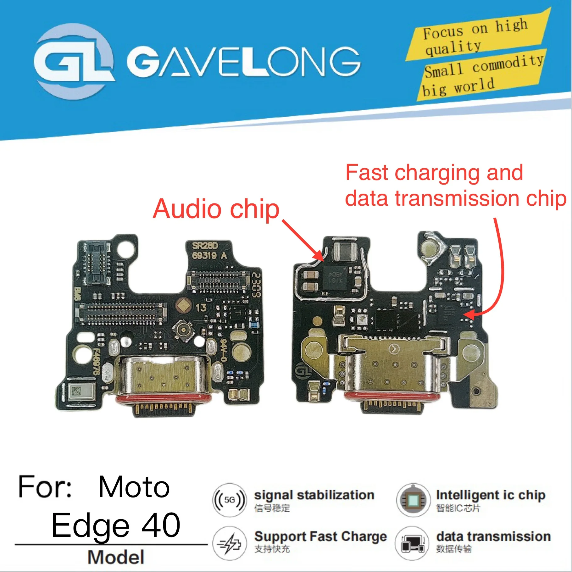 Câble flexible de charge Motorola G85 5G – Pièce de rechange GAVELONG
