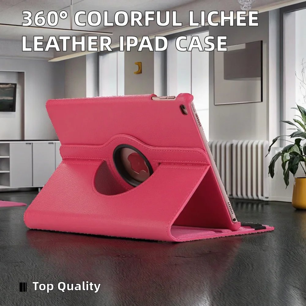 Étui Cuir PU Litchi 360° Anti-Choc pour iPad Mini 1/2/3/4/5/6 – Coloré et Élégant