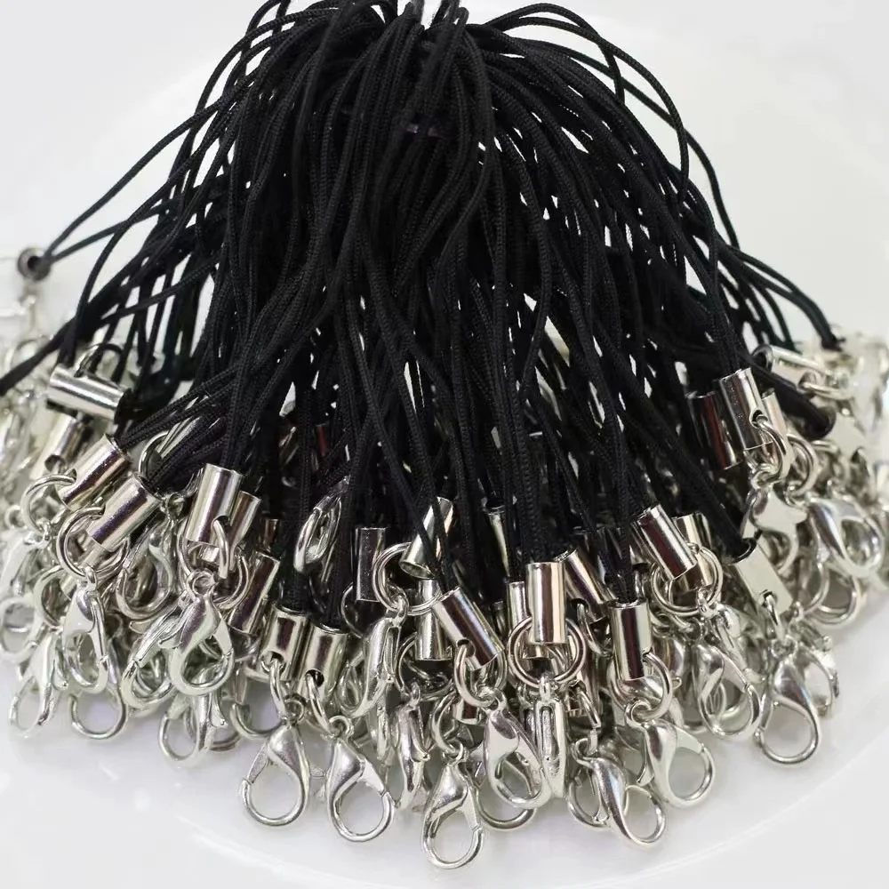 Lot 100 Lanières Nylon Noir Fermoir Mousqueton – Porte-clés, Téléphone & Sac | goingoo 7,5cm