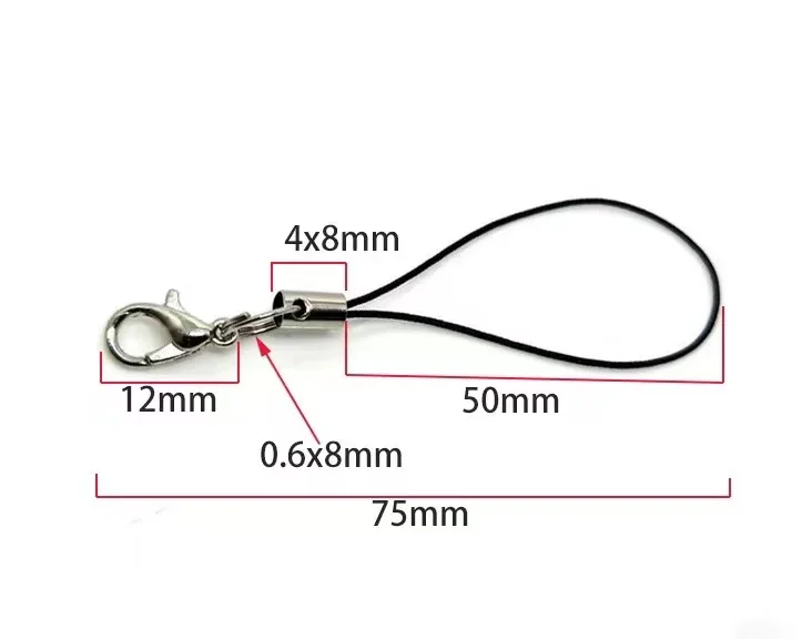Lot 100 Lanières Nylon Noir Fermoir Mousqueton – Porte-clés, Téléphone & Sac | goingoo 7,5cm