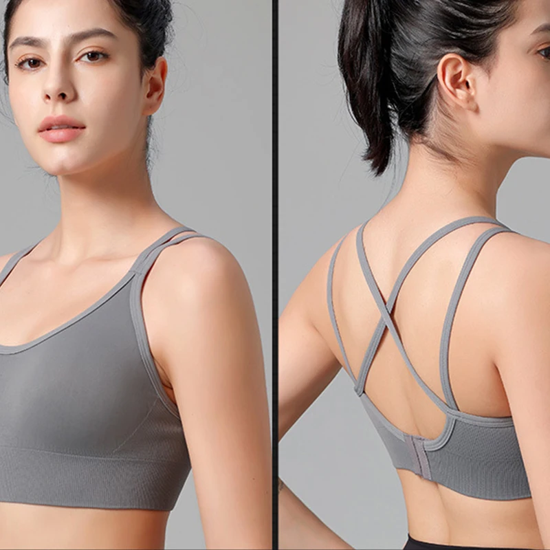 Soutien-gorge de sport sans couture extensible – Bretelles réglables, respirant, yoga/jogging/gym