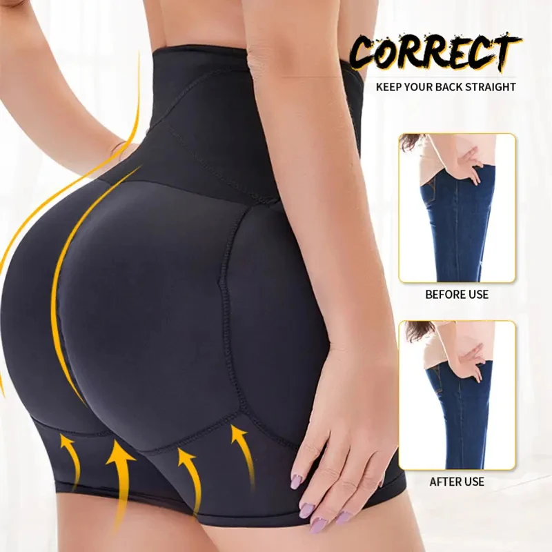 Culotte gainante sexy taille haute avec crochets, rembourrée pour rehausser les fesses et sculpter le corps, effet ventre plat amincissant