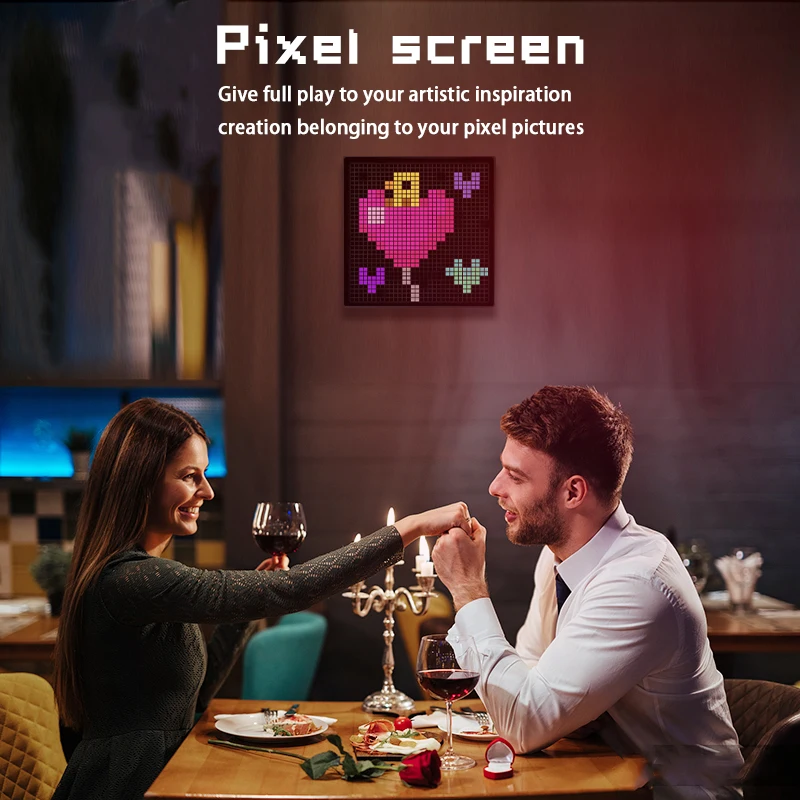 Horloge LED Pixel Minimaliste RGB – Veilleuse Design avec Contrôle Tactile & Application Bluetooth