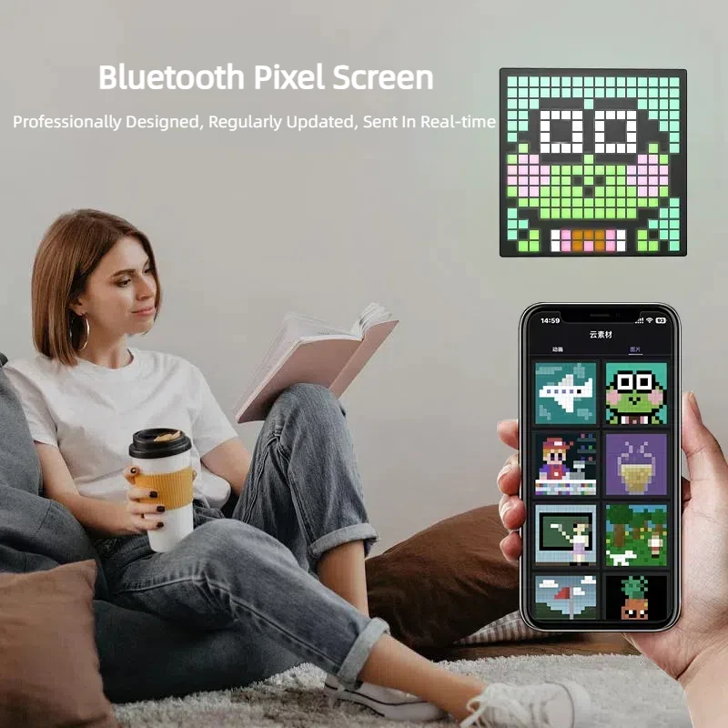 Panneau LED Pixel Art Connecté – Contrôle via App, DIY, RGB, 200x200mm