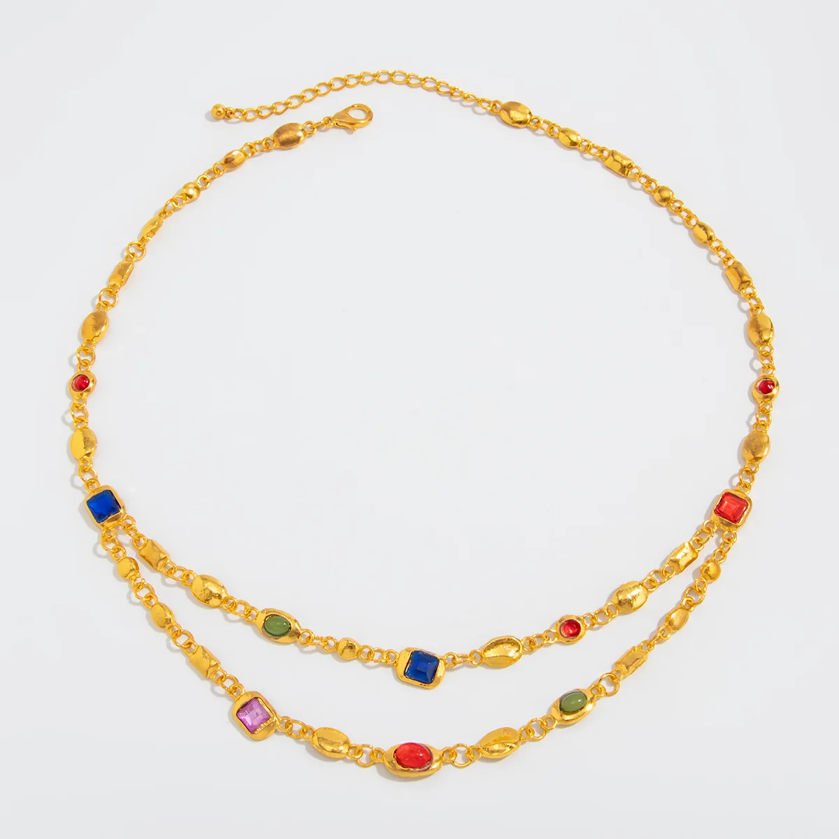 Collier double ras-du-cou tendance | Chaîne perles & cristaux superposés pour femme