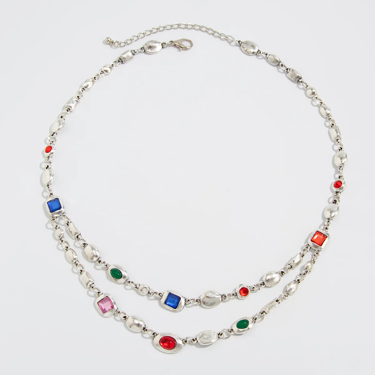 Collier double ras-du-cou tendance | Chaîne perles & cristaux superposés pour femme