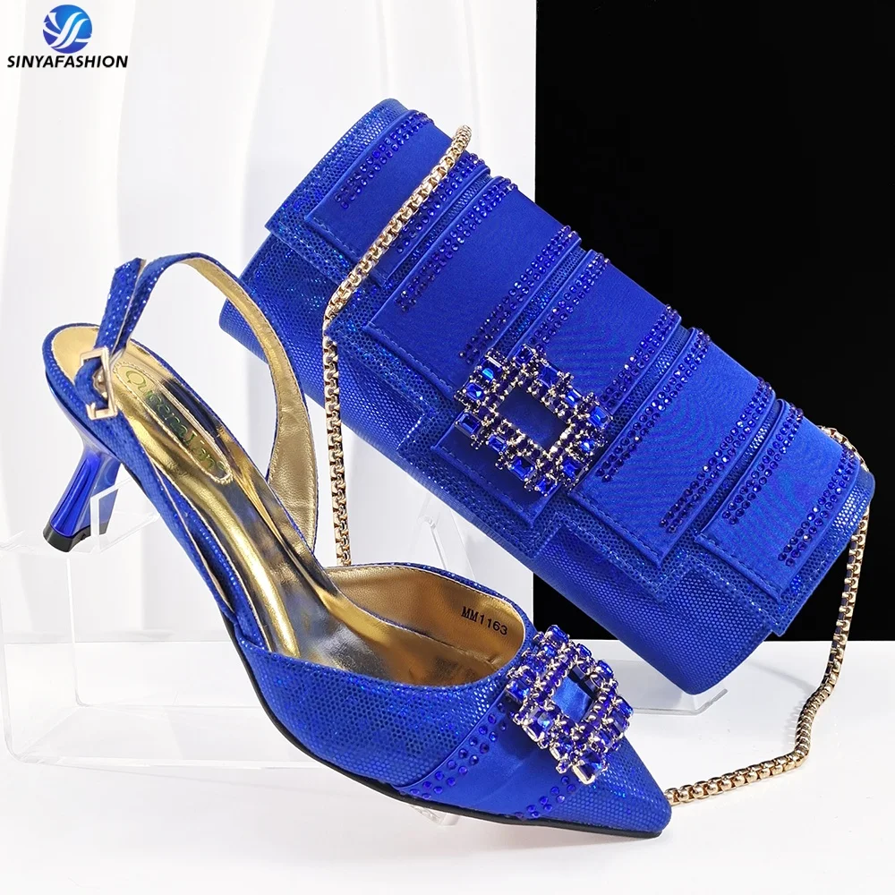 Ensemble Chaussures & Sac Luxe Sinya Or | Talons Aiguilles Bout Pointu Strass Femme