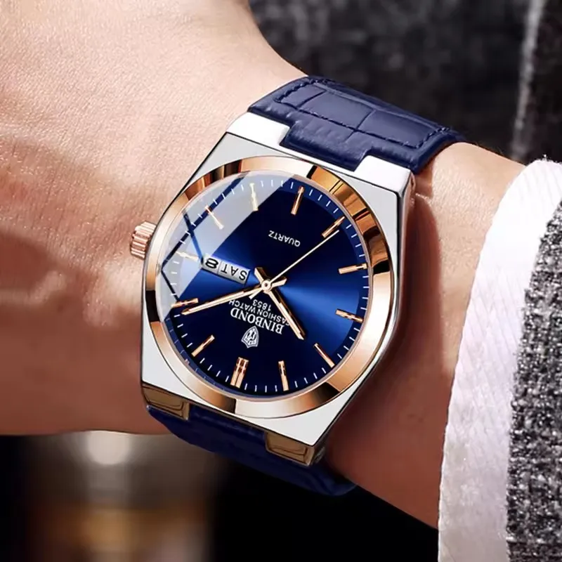 Montre Binbond B102 Homme Quartz Acier Inoxydable – Élégante & Lumineuse