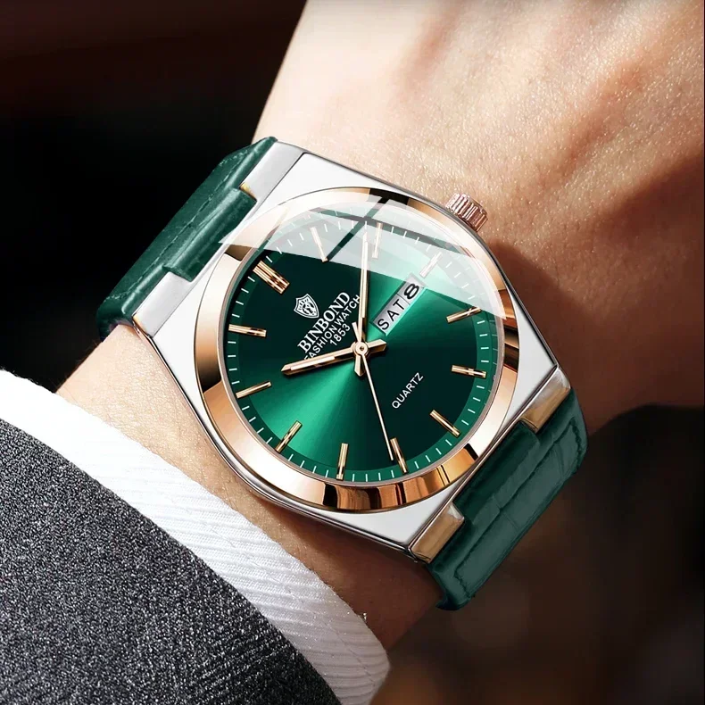 Montre Binbond B102 Homme Quartz Acier Inoxydable – Élégante & Lumineuse