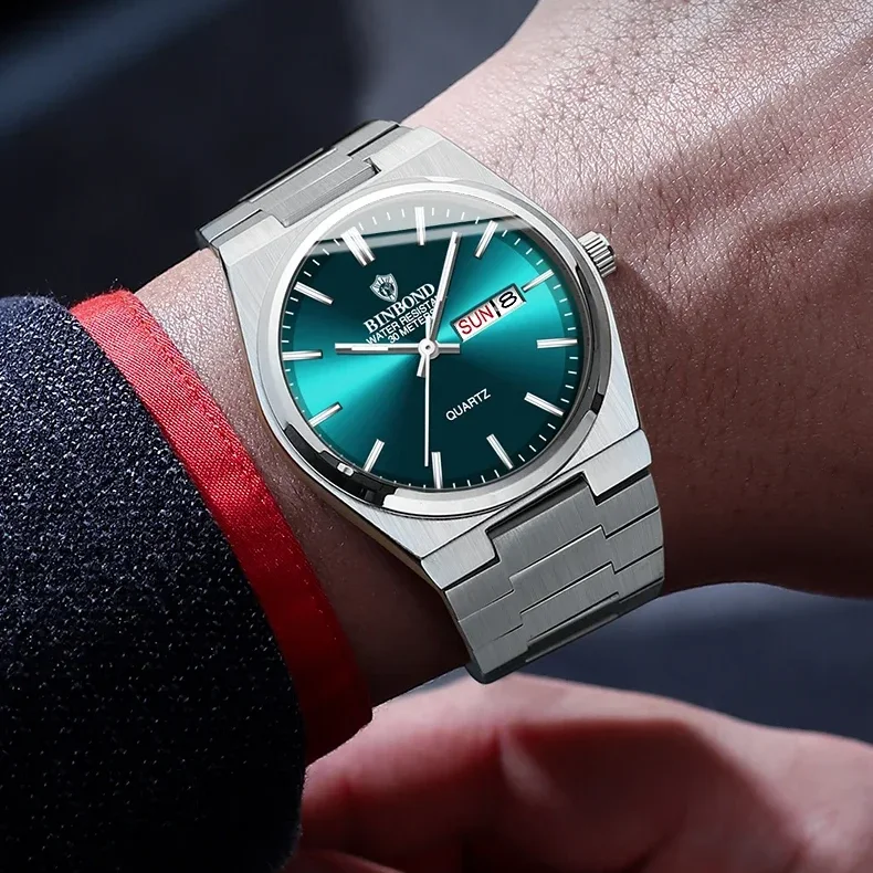 Montre Binbond B102 Homme Quartz Acier Inoxydable – Élégante & Lumineuse
