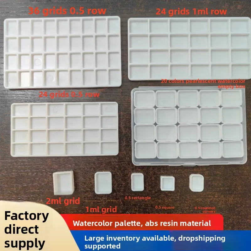 Godets vides aquarelle en plastique blanc – Palettes de recharge pour artistes (0,5 ml à 3,2 ml)