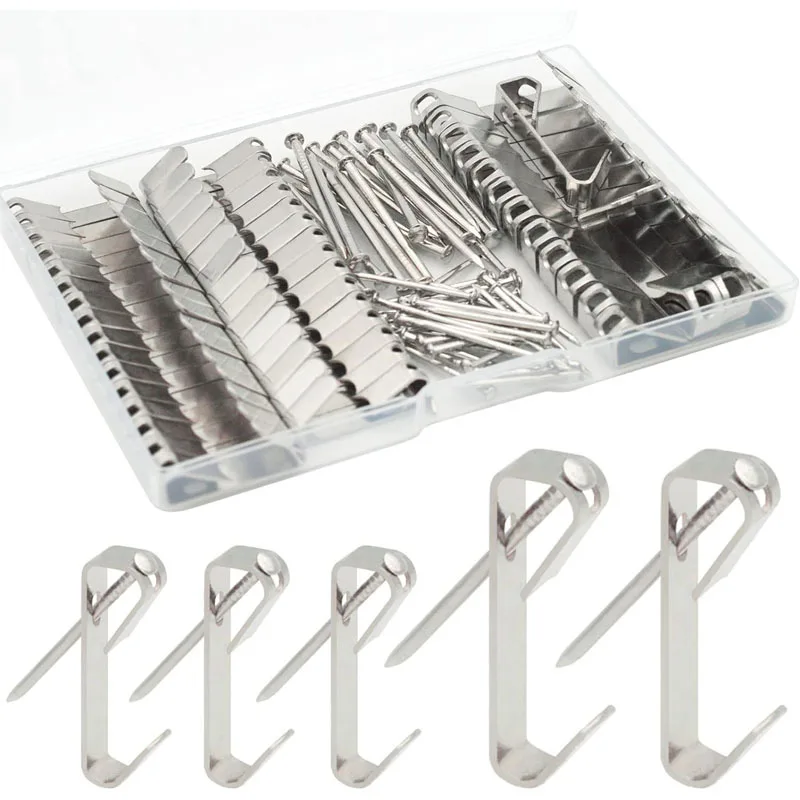 Kit 100 Crochets Métal Professionnels pour Cadres Photos 30LB & 50LB avec Clous