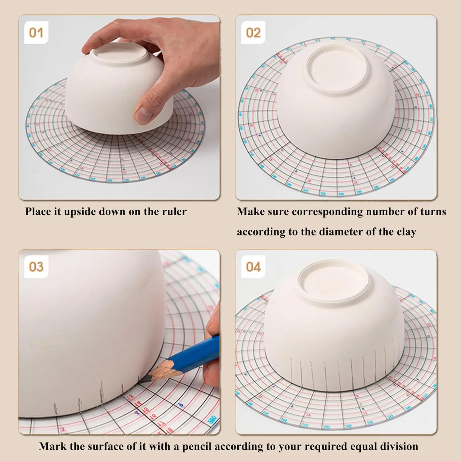 XinyiArt Diviseur de Cercle Rotatif pour Poterie et Argile 20cm Transparent 360°