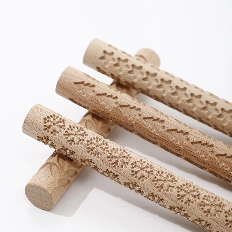 Rouleau Texturé en Bois de Hêtre pour Argile & Poterie – Motif Grain de Bois 15x2cm