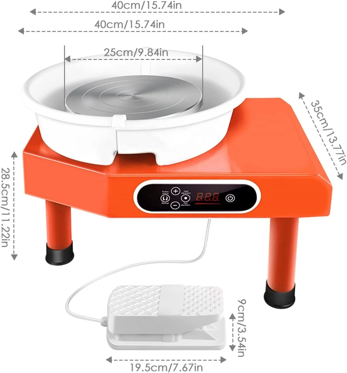 Tour de Poterie Électrique 25cm | Écran LCD Tactile | Moteur 250-350W | 0-300 tr/min