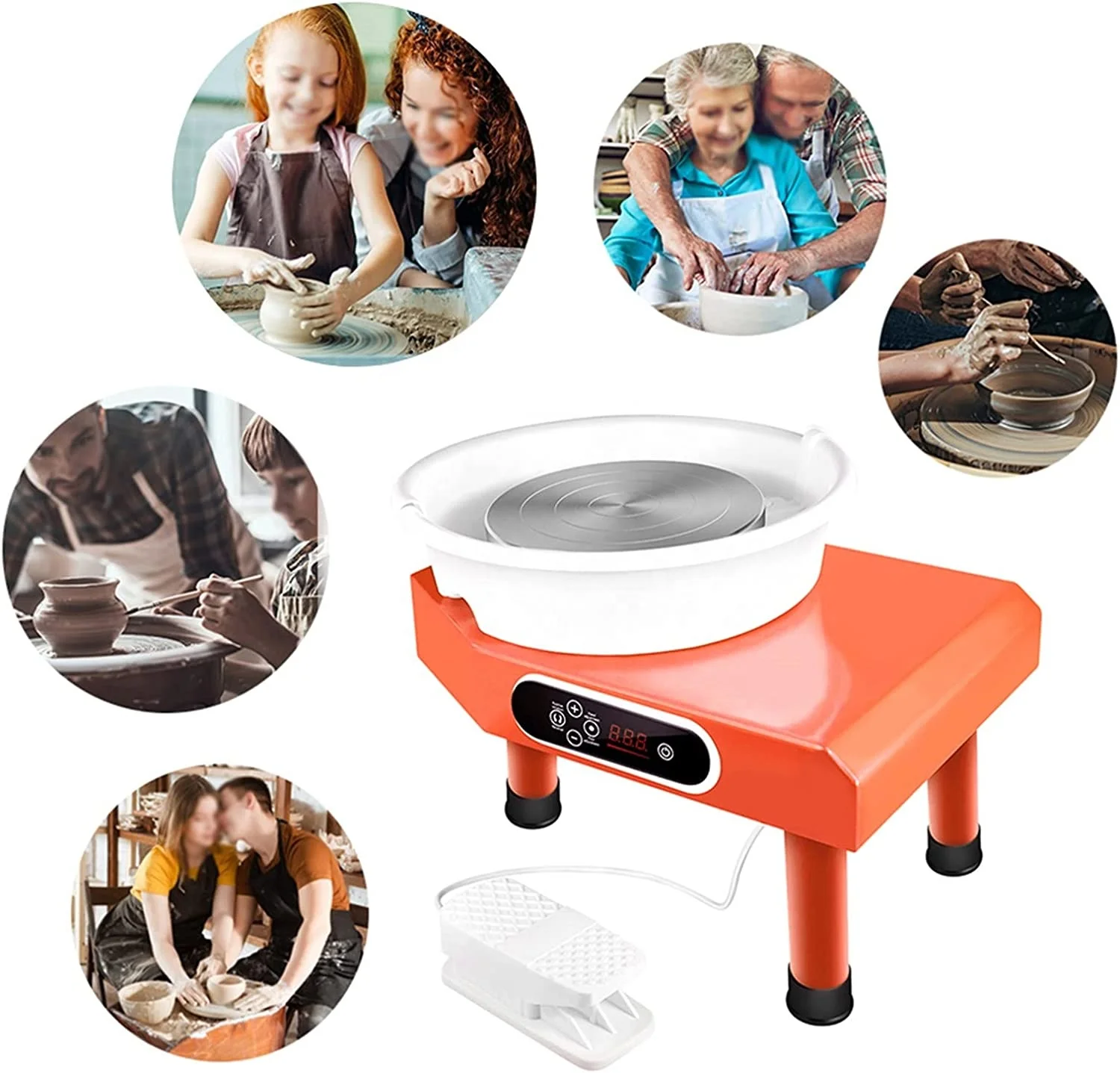 Tour de Poterie Électrique 25cm | Écran LCD Tactile | Moteur 250-350W | 0-300 tr/min