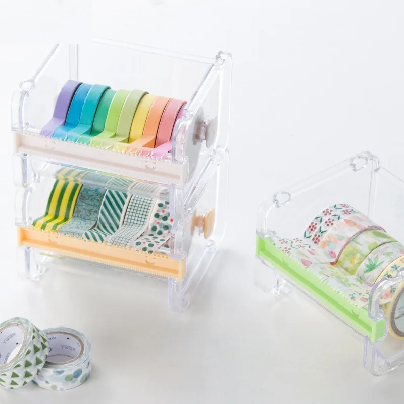 Distributeur de Ruban Washi Transparent avec Coupe-Ruban – PP+ABS Qualité Premium