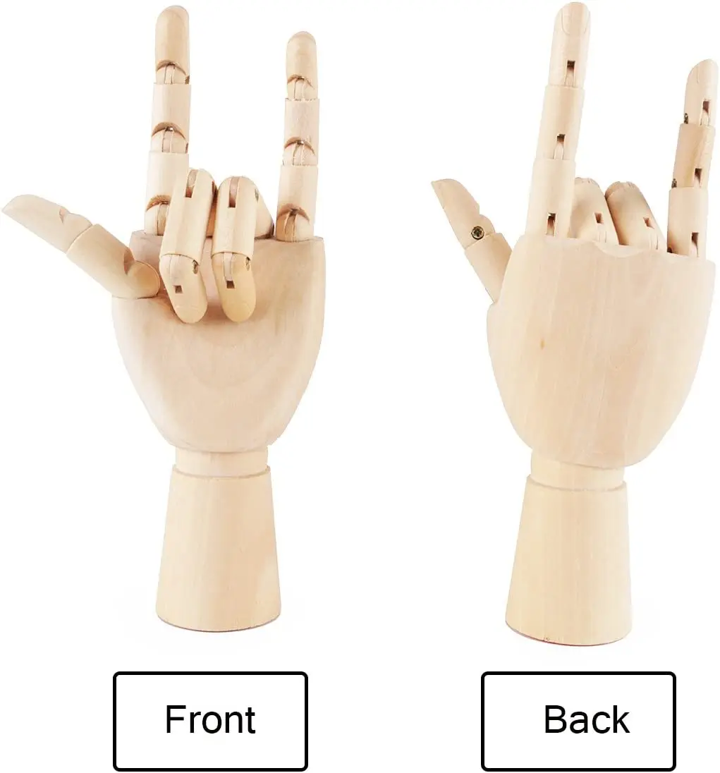 Mannequin Main Articulé en Bois XinyiArt 7 pouces – Main Droite & Gauche pour Dessin