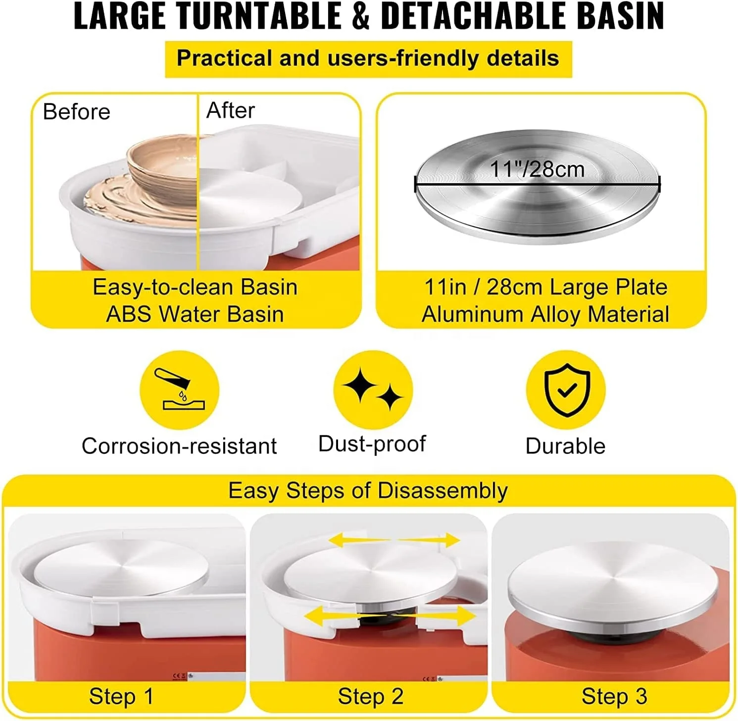 Tour de Poterie Électrique 350W avec Pédale – Plateau 25cm, Certifié CE