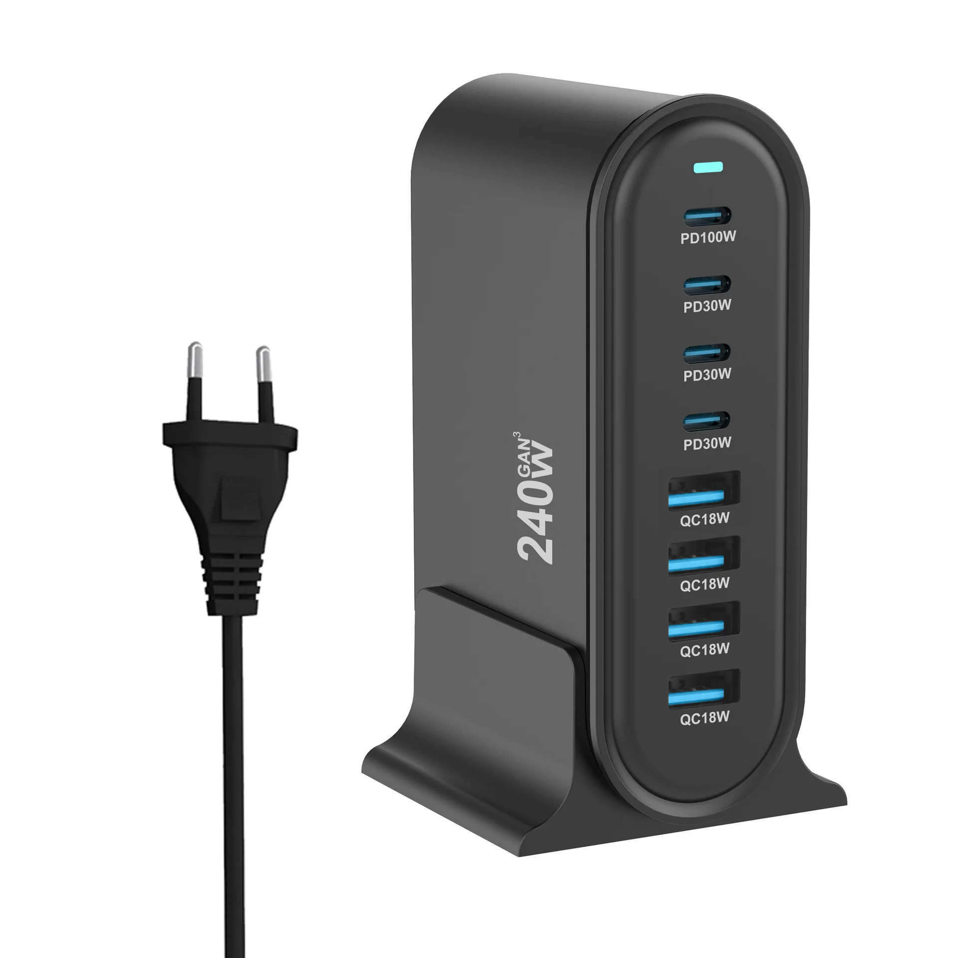 Chargeur GaN 240W 8 Ports USB-C PD3.0 QC3.0 Charge Rapide MacBook iPhone Samsung
