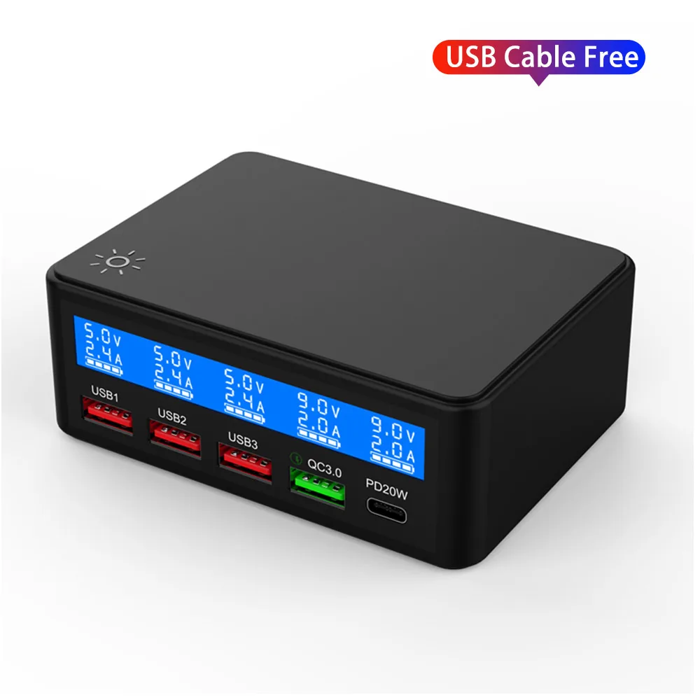Station de Charge Rapide 65W | 4 USB + Type-C | QC3.0 & PD | Certifiée CE FCC RoHS