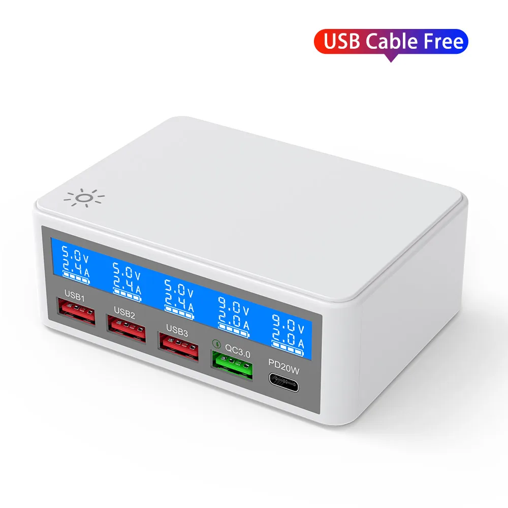 Station de Charge Rapide 65W | 4 USB + Type-C | QC3.0 & PD | Certifiée CE FCC RoHS