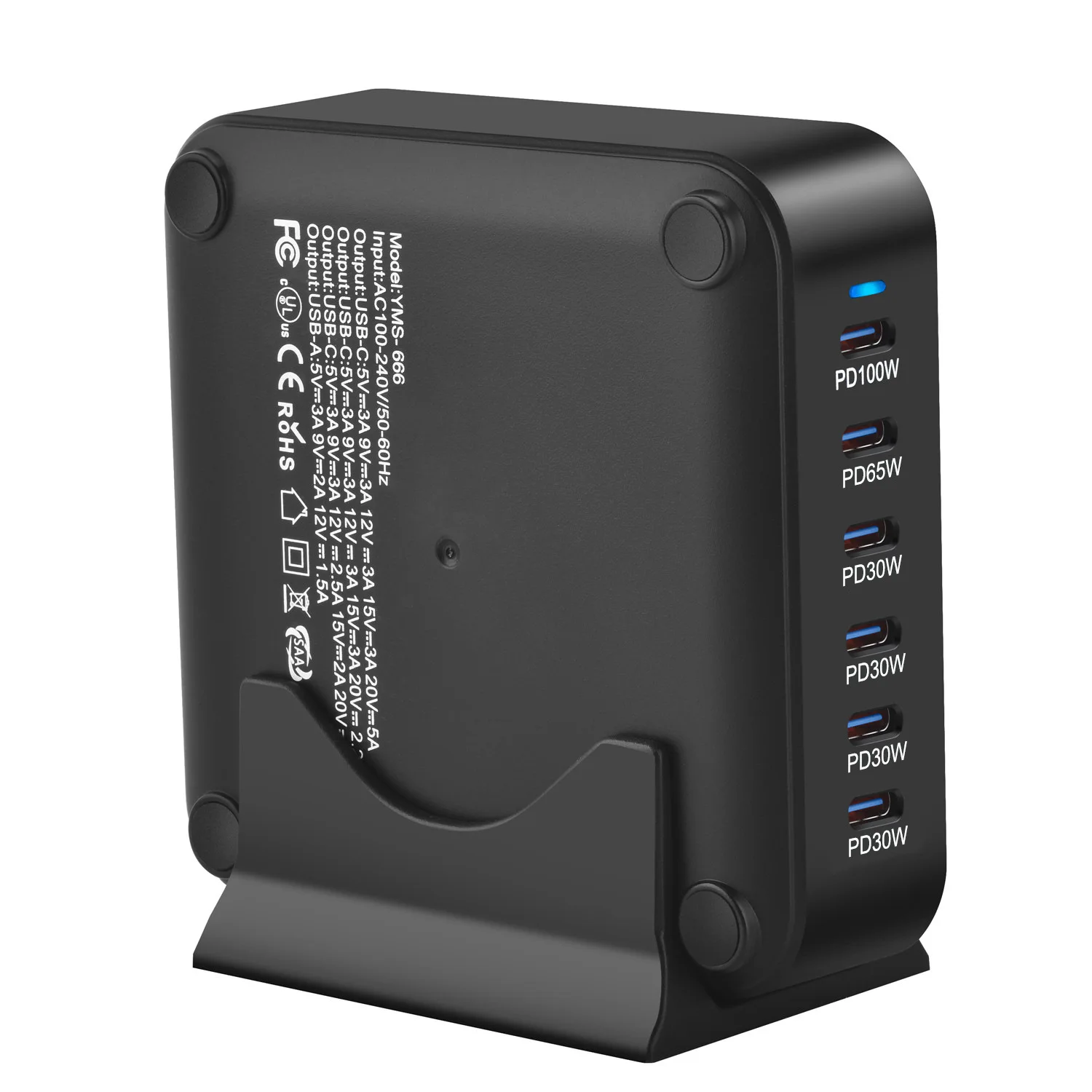 Station de Charge GaN 285W 6 ports USB-C Charge Rapide PD 3.0 iPhone Laptop