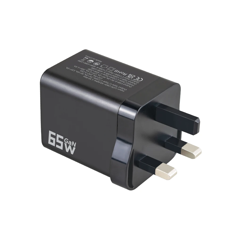 Chargeur GaN 65W Rétractable 3-en-1 USB-C & USB-A Charge Rapide PD 3.0 QC 3.0