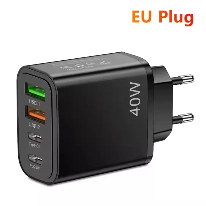 Chargeur Rapide 40W 4 Ports USB-C & USB-A PD 3.0 QC3.0 Prise EU/US ilepo