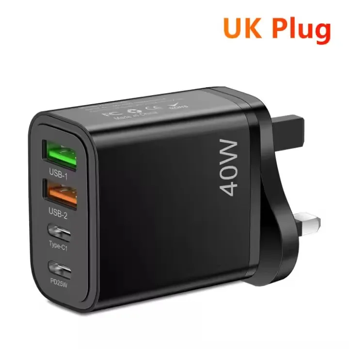 Chargeur Rapide 40W 4 Ports USB-C & USB-A PD 3.0 QC3.0 Prise EU/US ilepo