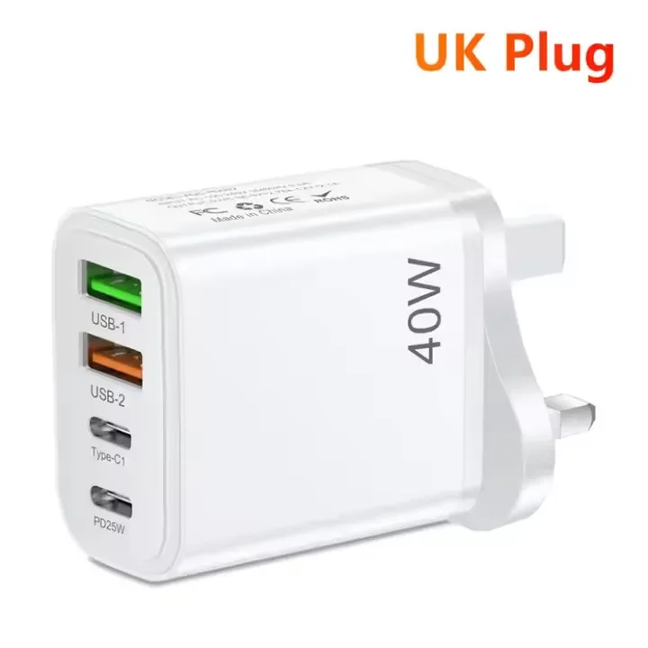 Chargeur Rapide 40W 4 Ports USB-C & USB-A PD 3.0 QC3.0 Prise EU/US ilepo
