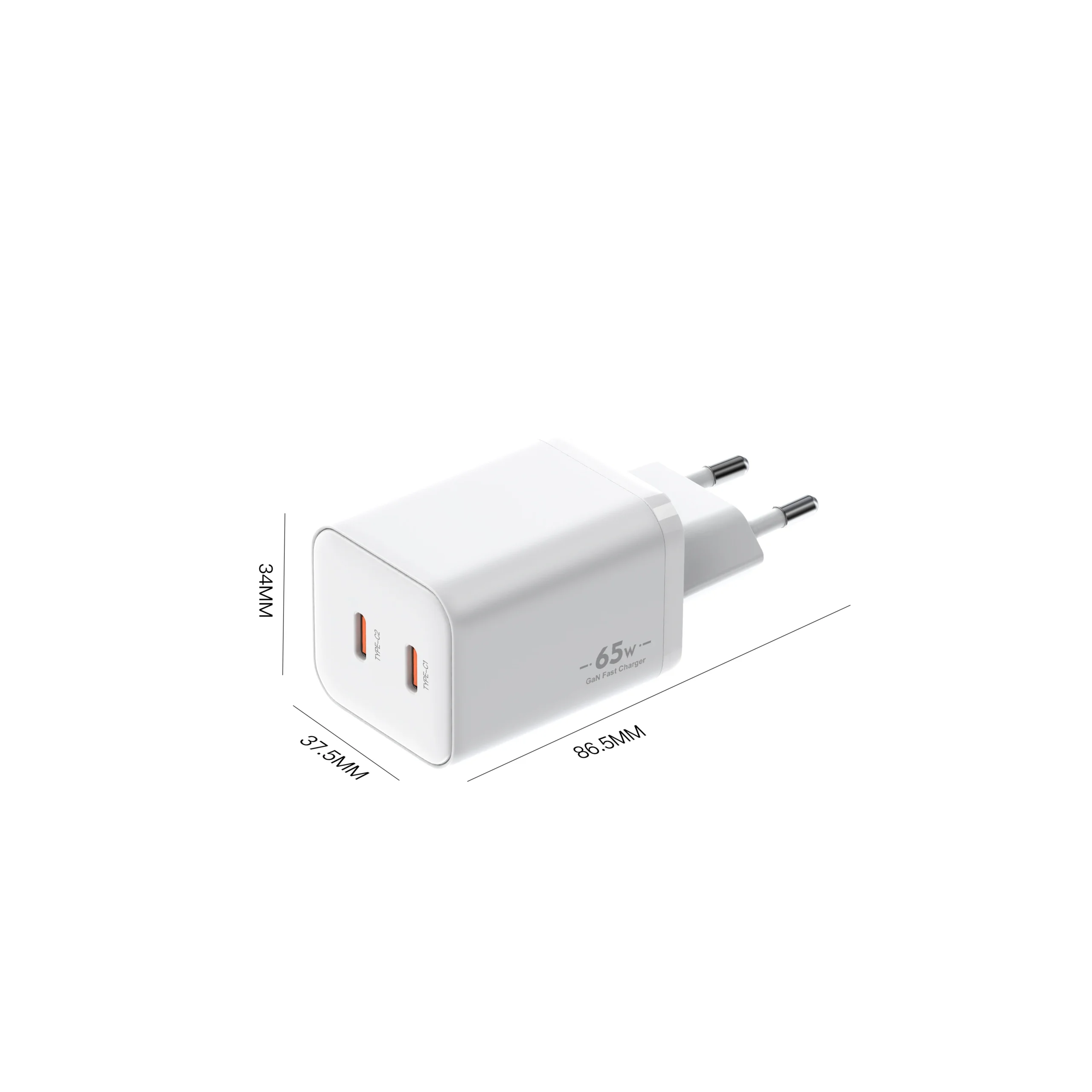 Chargeur GaN 65W Double USB-C Charge Rapide PD 3.0 – iPhone, Android, PC