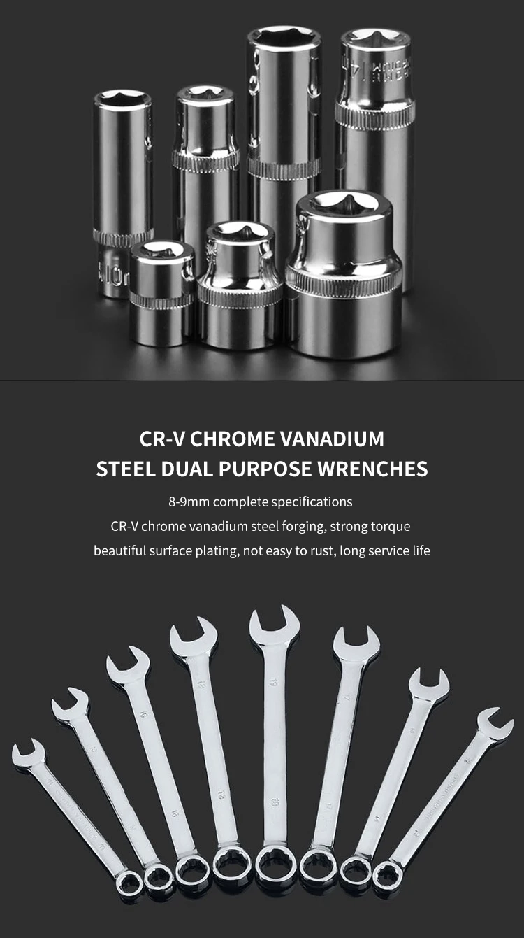 Kit Clé à Cliquet Multifonction 9 Douilles | Acier Chrome-Vanadium | Auto & Industrie