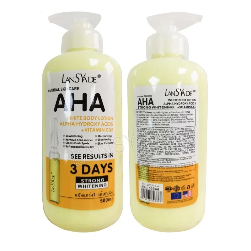 Lotion Corporelle AHA aux Acides de Fruits 500ml – Éclaircissante & Hydratante
