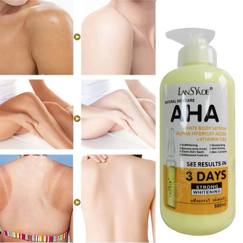 Lotion Corporelle AHA aux Acides de Fruits 500ml – Éclaircissante & Hydratante