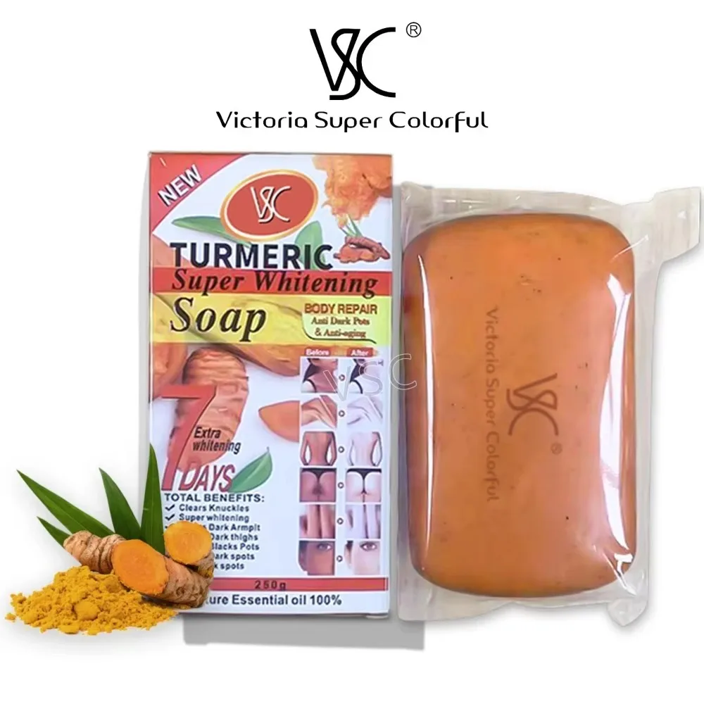 Savon Éclaircissant 250g – Vitamine C, Carotte, Curcuma & Papaye – Anti-Taches & Teint Unifié