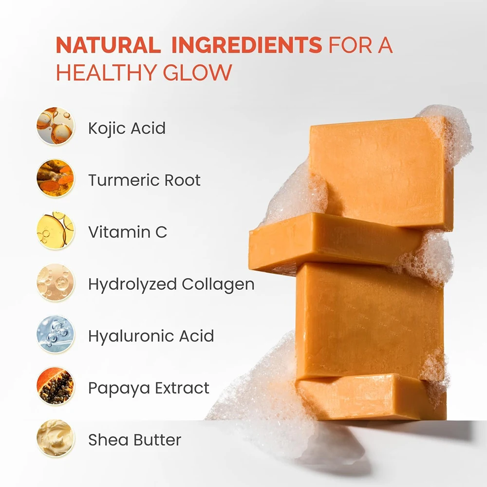 Savon Artisanal Curcuma & Acide Kojique – Éclaircissant, Anti-Acné, Hydratant pour Corps et Visage