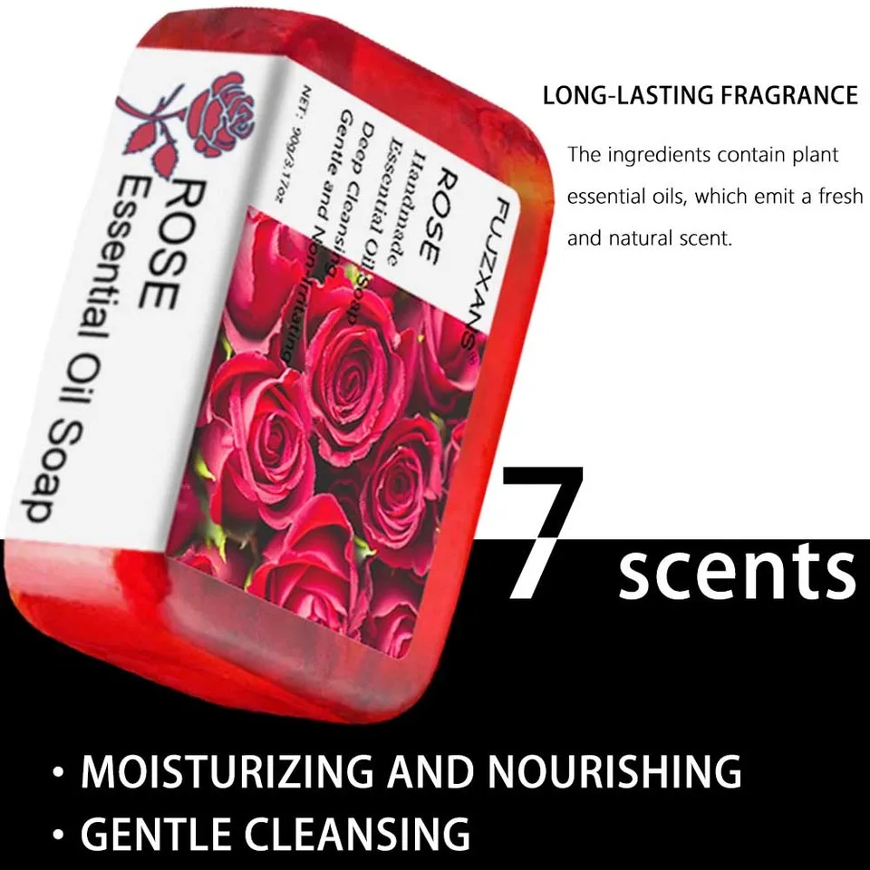 Savon Artisanal Huiles Essentielles 90g – 7 Parfums : Rose, Lavande, Citron & Plus