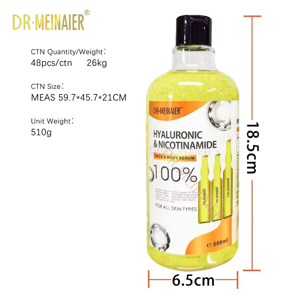 Sérum Éclaircissant Visage & Corps 500ml – Vitamine C, AHA, Niacinamide & Acide Hyaluronique