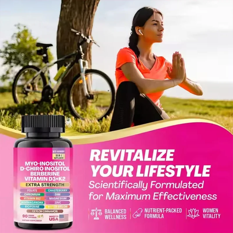 Myo-Inositol & D-Chiro-Inositol 16-en-1 – Équilibre Hormonal Femme | 90 Capsules