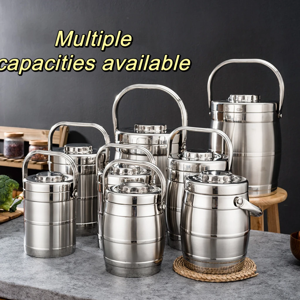 Lunch Box Bento Inox 6,5L Triple Compartiments – Gamelle Isotherme avec Poignée